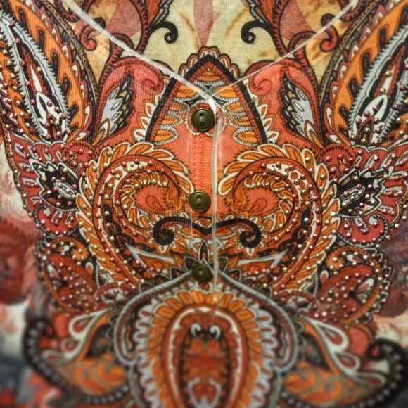 Apt9 Patterned Top Orange/Pink, Medium, Good Condition, So Pretty - Picture 4 of 5